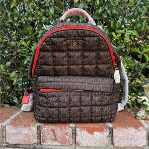 Michael Kors Brown and Red Backpack